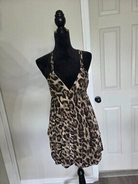 Kiwi Leopard Print Bubble Dress Kangaroo Pocket Size Medium